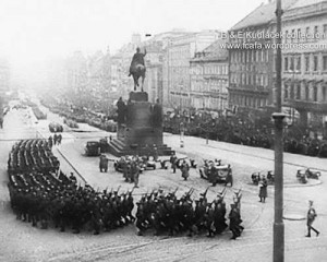 German Troops Marching in Wenceslas Square